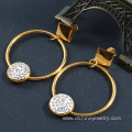 Clay Shamballa Crystal Earring Gold Stud Earrings For Lady